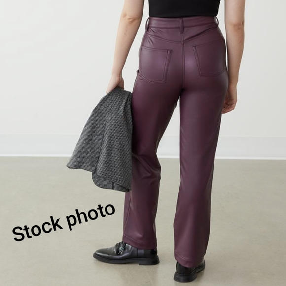 Reitmans size 4 BNWT wine coloured, clossic pleather style pants - Picture 11 of 16